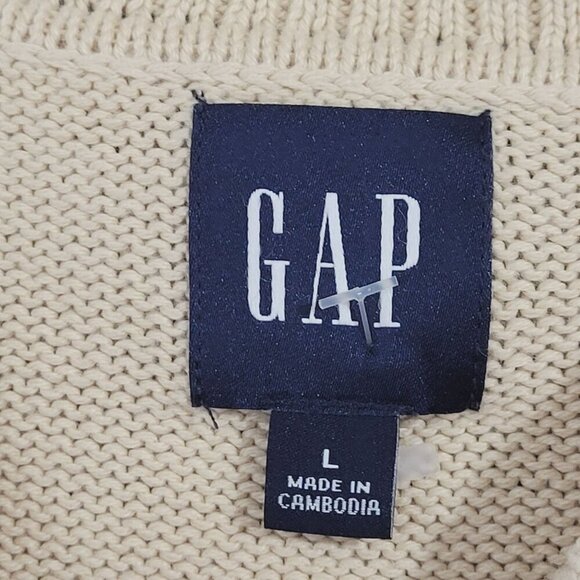 NEW Gap Womens Beige Cotton Knit Pullover Sweater L Long Sleeve Crewneck// 25CT - Picture 4 of 8